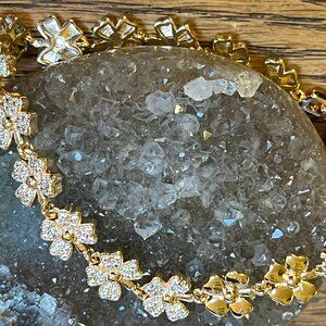 Pretty Bird Pave CZ Flower Bracelt - 7 inches